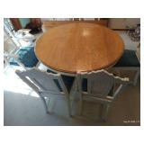Vintage Pedestal Table w/ Casters, Six Chairs & Three Leaves Vintage Pedestal Table w/ Casters, Six Chairs & Three Leaves