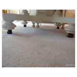 Vintage Pedestal Table w/ Casters, Six Chairs & Three Leaves Vintage Pedestal Table w/ Casters, Six Chairs & Three Leaves