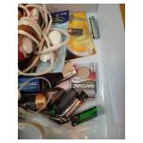 Box of Misc. Household Things- Laces, Batteries, Clothes Shaver, Etc. Box of Misc. Household Things- Laces, Batteries, Clothes Shaver, Etc.