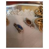 Silver Plate Tray w/ Ladies Gloves & Costume Jewelry Silver Plate Tray w/ Ladies Gloves & Costume Jewelry