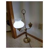 Interesting Hobnail Milk Glass & Brass Lamp Interesting Hobnail Milk Glass & Brass Lamp