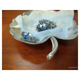 Silver Plate Leaf Tray w/ Costume Jewelry, Etc Silver Plate Leaf Tray w/ Costume Jewelry, Etc
