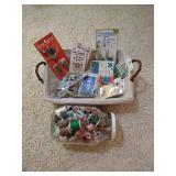 Jar of Threads, Wooden Spools, Grommet Pliers, Snaps, Etc Jar of Threads, Wooden Spools, Grommet Pliers, Snaps, Etc
