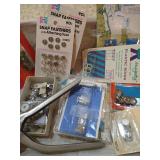 Jar of Threads, Wooden Spools, Grommet Pliers, Snaps, Etc Jar of Threads, Wooden Spools, Grommet Pliers, Snaps, Etc