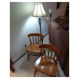 Two Sturdy Wooden Chairs & Two Floor Lamps Two Sturdy Wooden Chairs & Two Floor Lamps