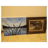 Signed Canvas Painting & George Craddock Relief Art Signed Canvas Painting & George Craddock Relief Art