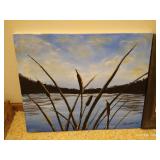 Signed Canvas Painting & George Craddock Relief Art Signed Canvas Painting & George Craddock Relief Art