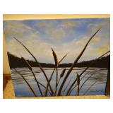 Signed Canvas Painting & George Craddock Relief Art Signed Canvas Painting & George Craddock Relief Art