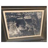 Signed Canvas Painting & George Craddock Relief Art Signed Canvas Painting & George Craddock Relief Art
