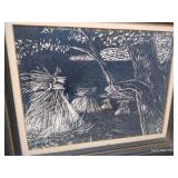 Signed Canvas Painting & George Craddock Relief Art Signed Canvas Painting & George Craddock Relief Art
