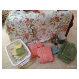 Peacock Shower Curtain w/ Towels, Bath Mats, Trash, Soap Dish & Hamper Peacock Shower Curtain w/ Towels, Bath Mats, Trash, Soap Dish & Hamper