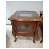(2) Oak Side Tables With Glass-Top and Sides (2) Oak Side Tables With Glass-Top and Sides