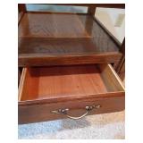 (2) Oak Side Tables With Glass-Top and Sides (2) Oak Side Tables With Glass-Top and Sides