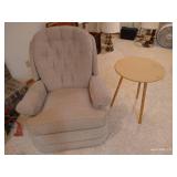 Cream Recliner & Round Side Table Cream Recliner & Round Side Table