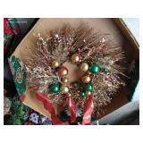 Tall Christmas Tree Topiary, Three Large Wreaths Tall Christmas Tree Topiary, Three Large Wreaths