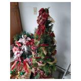 Tall Christmas Tree Topiary, Three Large Wreaths Tall Christmas Tree Topiary, Three Large Wreaths