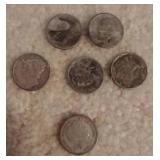 (6) Silver Dimes - Mercury & Barber (6) Silver Dimes - Mercury & Barber