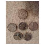 (6) Silver Dimes - Mercury & Barber (6) Silver Dimes - Mercury & Barber