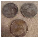 (3) Franklin Silver Half Dollars (3) Franklin Silver Half Dollars