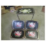 (C-2) 4 Vintage Metal Lap Trays and... (C-2) 4 Vintage Metal Lap Trays and...