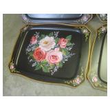(C-2) 4 Vintage Metal Lap Trays and... (C-2) 4 Vintage Metal Lap Trays and...