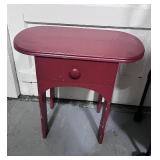 Vintage Red Side Table with Drawer 20" tall