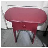 Vintage Red Side Table with Drawer 20" tall