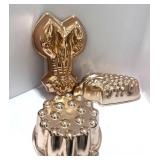 3 Vintage Copper Jello Molds