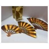 Brass Match Holder for long Matches Three Copper Fans
