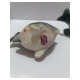 Two Lefton Ceramic Fish Planters One with Crack