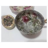 Misc. Lot Hand painted Vase 6", Mis Match Cup and Saucer and Dove