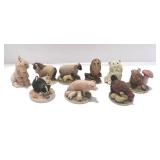9 Hand Painted Farm Animal Figurines made in Scotland