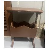 Vintage Side Table with Magazine Rack 16"