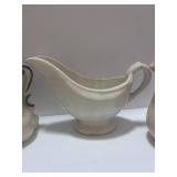 Vintage Rabbit Pitcher, White Pitcher and Gravy Boat