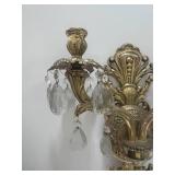 Vintage Wall Sconce with Crystals Heavy Brass 12"