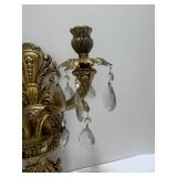 Vintage Wall Sconce with Crystals Heavy Brass 12"