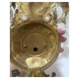 Vintage Wall Sconce with Crystals Heavy Brass 12"