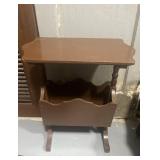 Vintage Side Table with Magazine Rack 16"