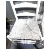 Two Vintage Wooden Chairs with Weaved Seats
