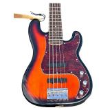Fender Squier Precision Bass V Electric Bass Guitar, 5-string model: Sunburst Finish Fender Squier Precision Bass V Electric Bass Guitar, 5-string model: Sunburst Finish