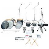 Pearl Vision VSX 5-Piece Fusion Drum Set, Strata Blue Chromie with Extras, No Cymbals or Stool Pearl Vision VSX 5-Piece Fusion Drum Set, Strata Blue Chromie with Extras, No Cymbals or Stool