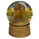 Angel Playing Harmonica with Child Gold Glitter Snow Globe Home Decor Angel Playing Harmonica with Child Gold Glitter Snow Globe Home Decor