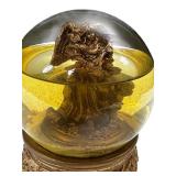 Angel Playing Harmonica with Child Gold Glitter Snow Globe Home Decor Angel Playing Harmonica with Child Gold Glitter Snow Globe Home Decor