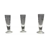Etched Glass Decanter and a Set of 6 Matching Glasses Etched Glass Decanter and a Set of 6 Matching Glasses