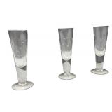 Etched Glass Decanter and a Set of 6 Matching Glasses Etched Glass Decanter and a Set of 6 Matching Glasses