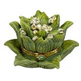 Vintage 1999 May Lily of the Valley Flower Trinket Box ** Vintage 1999 May Lily of the Valley Flower Trinket Box **