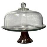 Red Vase Base Cake Stand with Glass Dome Lid Red Vase Base Cake Stand with Glass Dome Lid