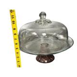 Red Vase Base Cake Stand with Glass Dome Lid Red Vase Base Cake Stand with Glass Dome Lid