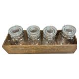 Tabletop Wooden Caddy with Four Glass Jars Home Decor Tabletop Wooden Caddy with Four Glass Jars Home Decor