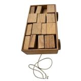 Vintage Wooden Toy Wagon with Building Blocks Vintage Wooden Toy Wagon with Building Blocks